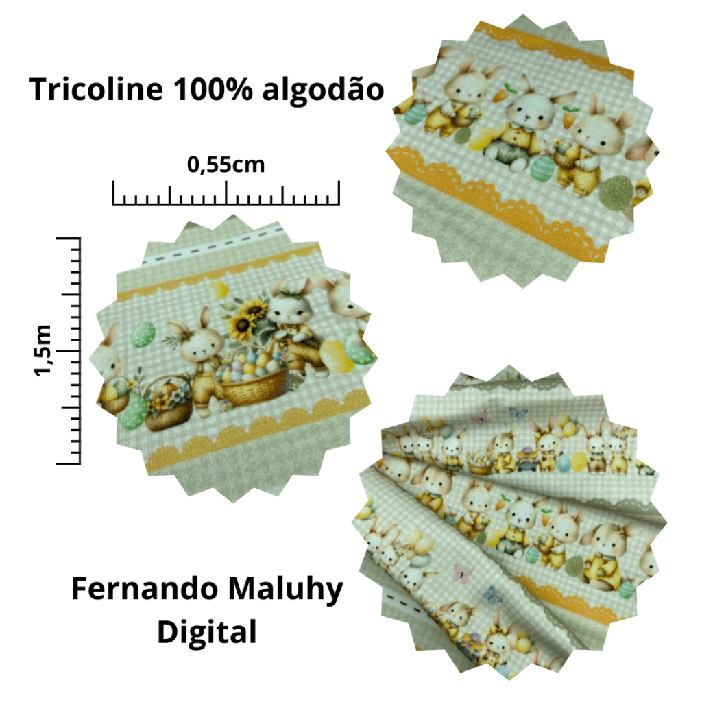 Tecido Digital Páscoa F.Maluhy - 0,55X1,50M - Páscoa Xadrez - Image 6