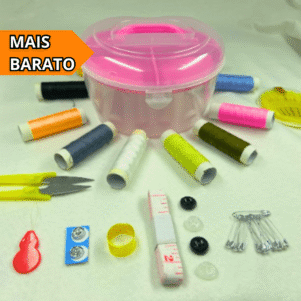 Kit Costura Maleta Viagem 47 Peças Agulha Tesoura Linha