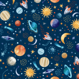 Tecido Tricoline Digital - Cute Planets 0,50X1,50M