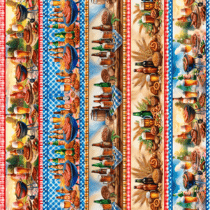 Tecido Tricoline Digital - Barbecue - Barrado 0,55X1,50M