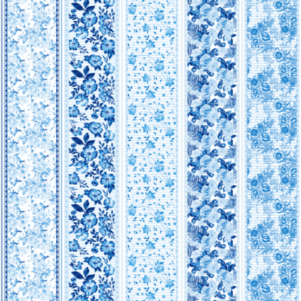 Tecido Tricoline Digital - Elegant Blue - Barrado 0,50X1,50M