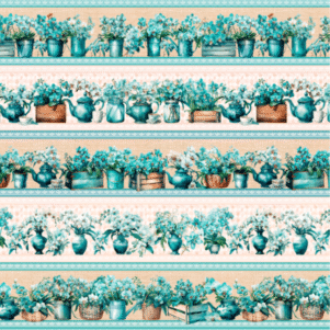 Tecido Tricoline Digital - Amazing Blue - Barrado 0,50X1,50M