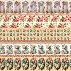 Tecido Tricoline Digital - Cute Doors - Barrado 0,50X1,50M