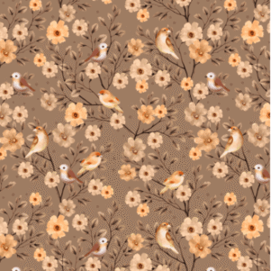 Tecido Tricoline Digital - Brown Birds 0,50X1,50M