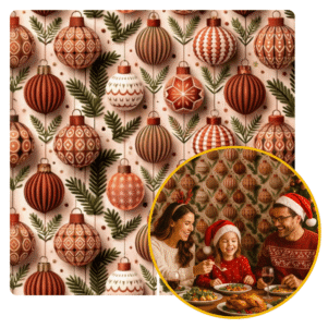 Tecido Tricoline Digital - Bolas de Natal - 0,50X1,50M