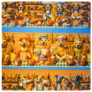 Tecido Tricoline Digital - Cachorros Chefs - Barrado 0,50X1,50M