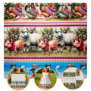 Tecido Tricoline Digital - Fazenda - Barrado 0,50X1,50M