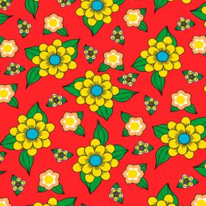 Tecido Chita Floral Vermelho 100% Algodão 1,00 x 1,40