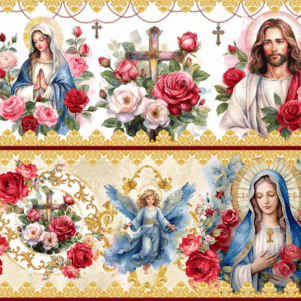 Tricoline Designtex Barrado Digital Religioso 100% Algodao 0,50 x 1,5mt FX016
