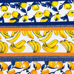 Tricoline Digital Barrado Salada de Fruta 100% Algodão 0,50cmX1,50m