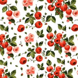 Tricoline Digital Estampado Cereja 100% Alg. 0,50cm X 1,50m - E470