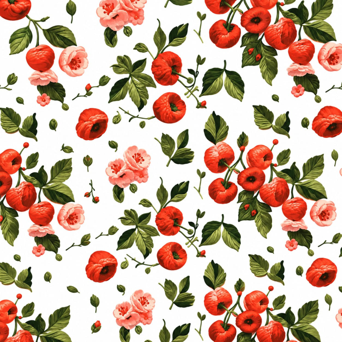 Tricoline Digital Estampado Cereja 100% Algodão Larg. – 0,50cm X 1,50m