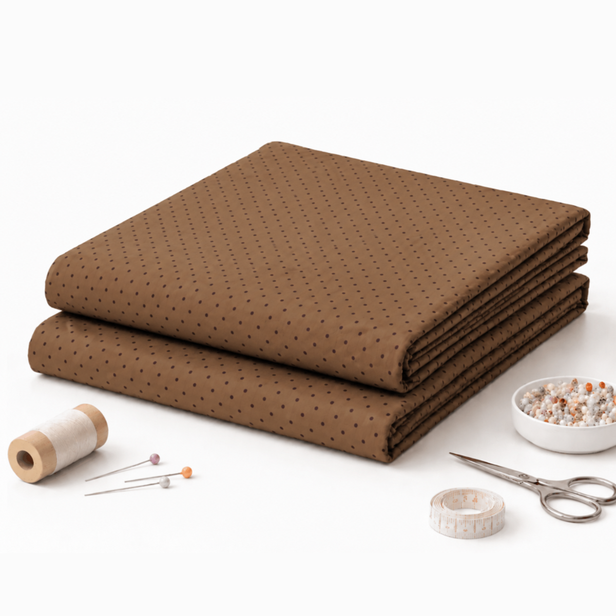 Tecido Tricoline Poá Bolinha Peripan PREMIUM 0,50mt x 1,50mt. Marrom