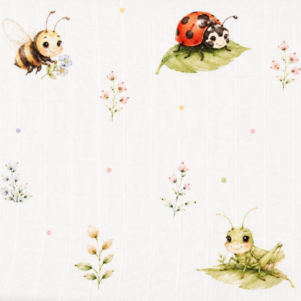 Tecido Fralda Estampada Joaninhas 100%Alg. 0,70 X 0,75mt