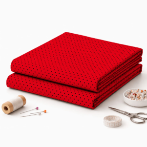 Tricoline Poá Bolinha Premium 0,50X1,50mt – Vermelho c/ Preto