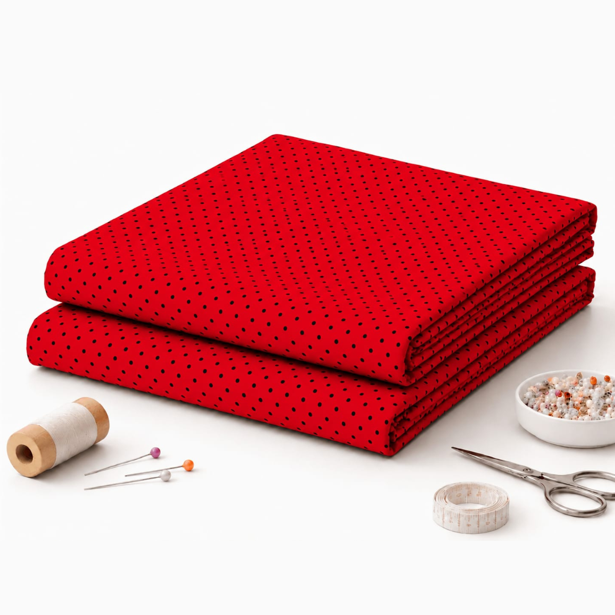 Tricoline Poá Bolinha Premium 0,50X1,50mt – Vermelho c/ Preto