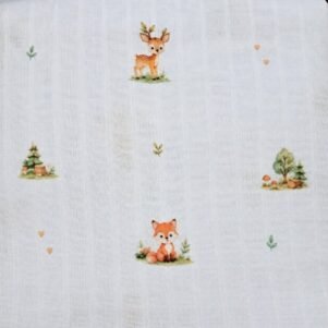 Tecido Fralda Estampada Bosque 100%Alg. 0,70 X 0,75mt